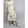Rochie dama imprimeu buline bej cu negru