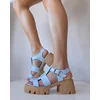 Sandale Casual Piele Naturala Blue cu barete Kitty