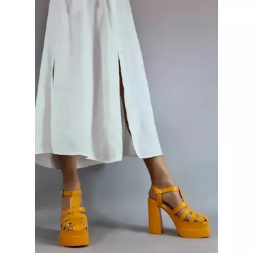 Sandale cu platforma dubla Goldy orange