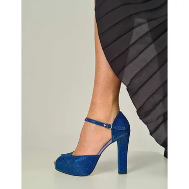 Sandale cu platou albastru cu irizatii Bright