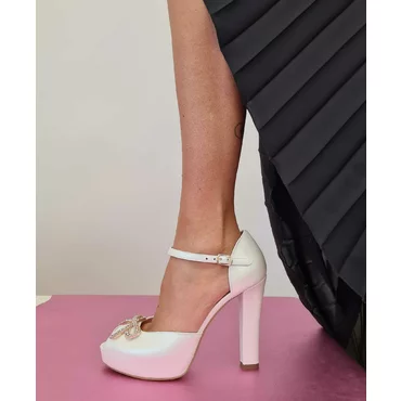 Sandale cu platou Piele Naturala alb ivoire Simfony