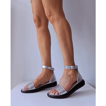 Sandale dama casual Piele Naturala Argintii Erica