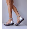 Sandale dama casual Piele Naturala Argintii Erica
