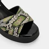 Sandale dama cu platforma si toc gros Piele Naturala Negre cu Verde Vanta picture - 2