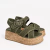Sandale dama cu talpa platforma Piele Naturala cu textil Kaki Seraya picture - 4