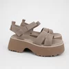 Sandale dama cu talpa platforma Piele Naturala Taupe Dune picture - 2