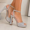 Sandale dama elegante cu platou Argintii cu strasuri Desert picture - 4