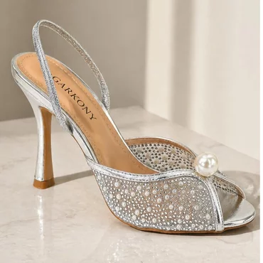 Sandale dama elegante cu strasuri Argintii Perla