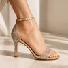 Sandale dama elegante cu strasuri auriu roze Klarissa picture - 1