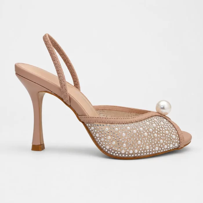 Sandale dama elegante cu strasuri Sampanie Perla picture - 2
