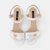 Sandale dama elegante Piele Naturala Albe cu funda Bela picture - 2