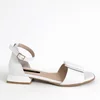 Sandale dama elegante Piele Naturala Albe cu toc mic Luna picture - 4