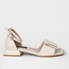 Sandale dama elegante Piele Naturala Crem cu toc mic Luna picture - 2