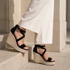 Sandale dama Espadrile cu Platforma si barete incrucisate Negre Solara picture - 5