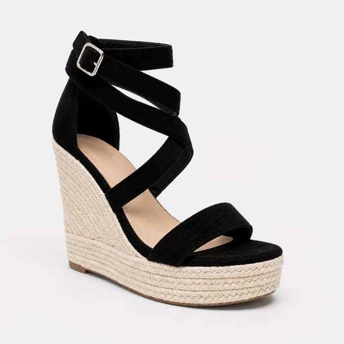 Sandale dama Espadrile cu Platforma si barete incrucisate Negre Solara picture - 2