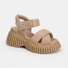 Sandale dama Piele Naturala Bej cu talpa platforma Anya picture - 4