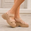 Sandale dama Piele Naturala Bej cu talpa platforma Anya picture - 1