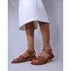 Sandale dama Piele Naturala Maro coniac, casual, talpa joasa Giovanna