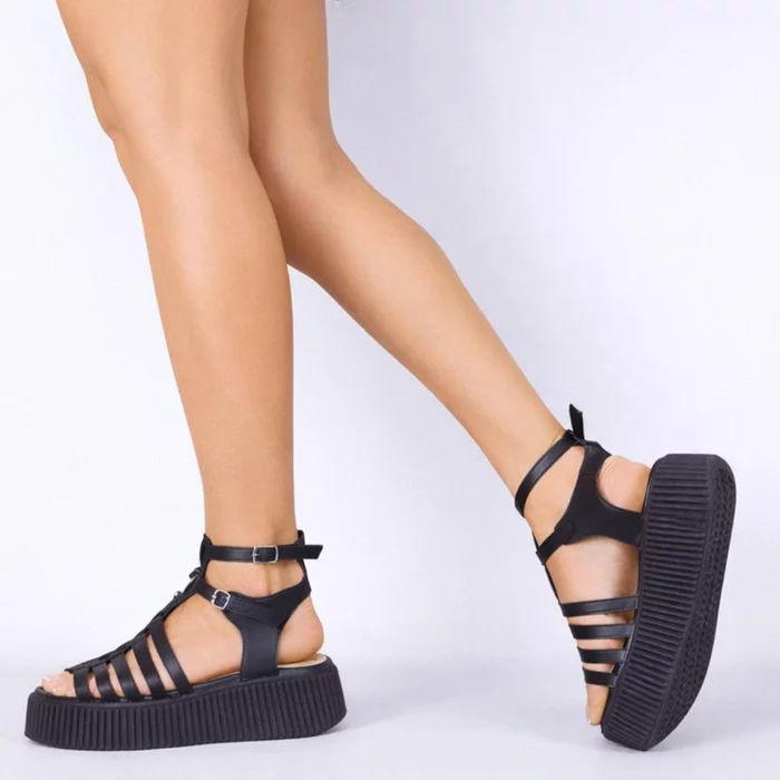 Sandale dama Piele Naturala Negre cu barete Goldy picture - 4