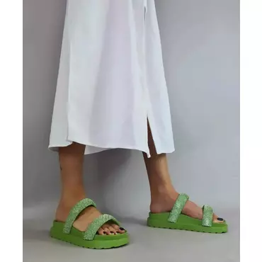 Sandale dama tip papuci barete strasuri Indi verzi