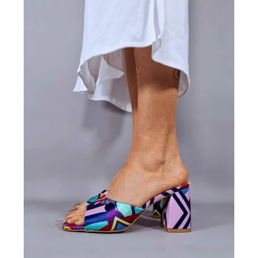 Sandale dama tip sabot  saten multicolor Sibila