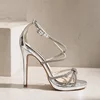 Sandale elegante cu platou argintii cu barete si strasuri Afrodita picture - 7