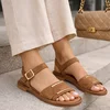 Sandale joase dama Piele Naturala Bej caramel cu accente aurii Soft picture - 1