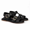 Sandale joase dama Piele Naturala Negre cu catarame aurii Capri picture - 2