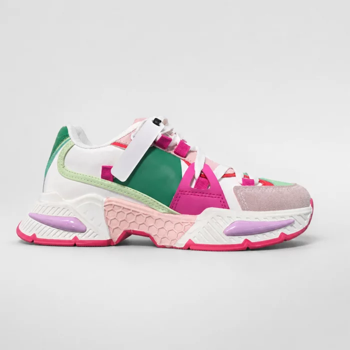 Sneakers dama talpa platforma piele eco multicolora Fuxia Bluma picture - 2