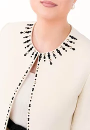 Blazer cream dream decorat cu pietre si strasuri