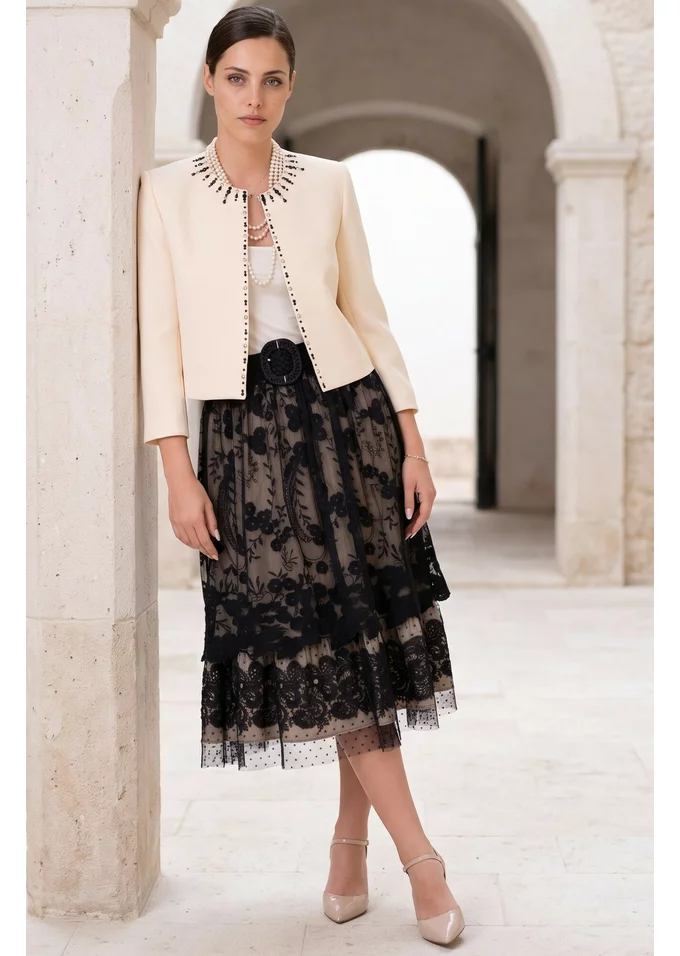 Blazer cream dream decorat cu pietre si strasuri