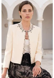 Blazer cream dream decorat cu pietre si strasuri