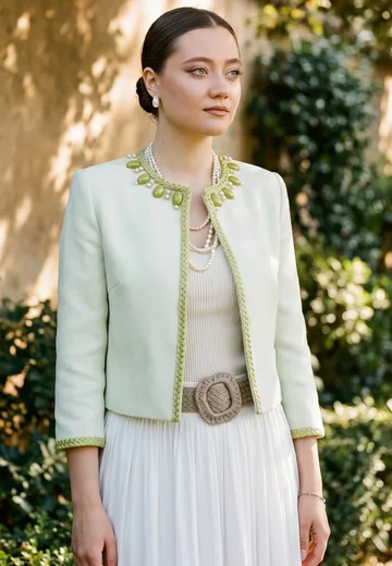 Blazer din crep cu vascoza sorbet lime