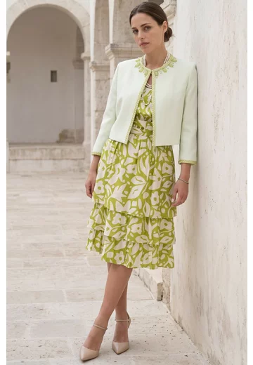 Blazer din crep cu vascoza sorbet lime