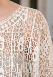 Bluza alba crosetata din macrame