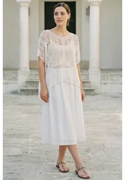 Bluza alba crosetata din macrame