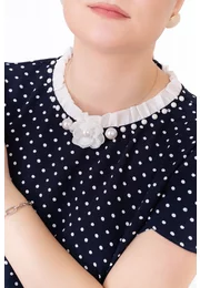 Bluza cream dots decorata cu floare si perle
