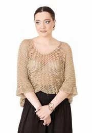 Bluza crosetata din macrame auriu cu fir lurex