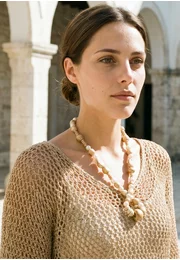 Bluza crosetata din macrame auriu cu fir lurex