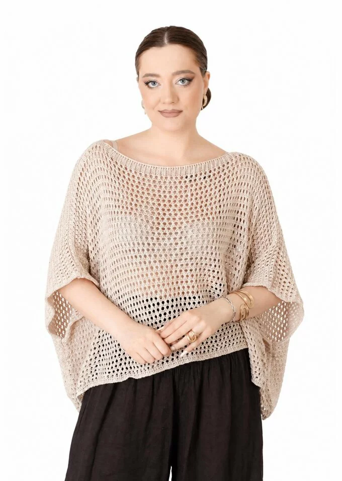 Bluza crosetata din macrame cream