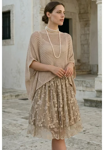 Bluza crosetata din macrame cream