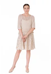 Bluza crosetata din macrame cream cu paiete fine