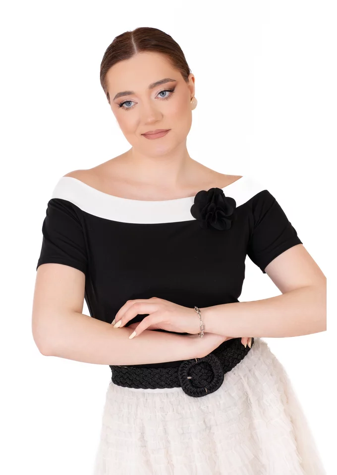 Bluza din jerse in stil spaniol cu umeri goi