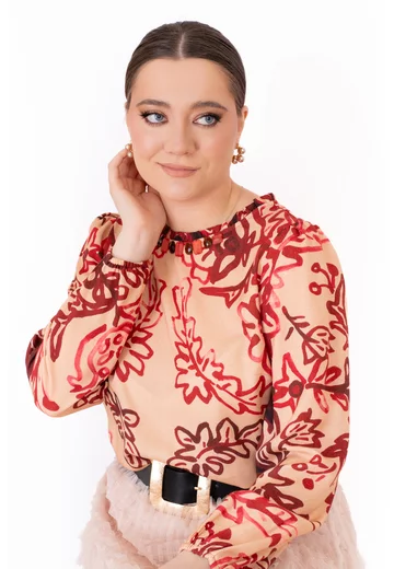 Bluza eleganta  bordeaux valence accesorizata cu pietre