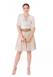 Bluza eleganta gold rose cu volan cerc