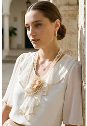 Bluza eleganta gold rose cu volan cerc