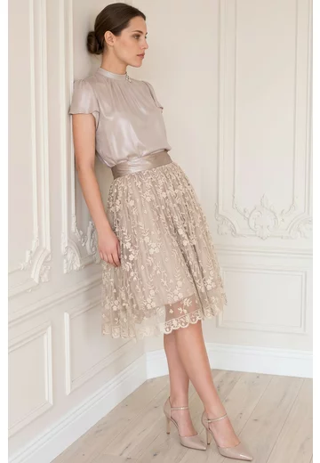 Bluza eleganta gray agate din voal glittery