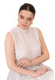 Bluza eleganta iridescent summer cu strasuri fine