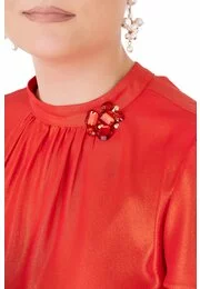 Bluza eleganta red poppie din voal glittery