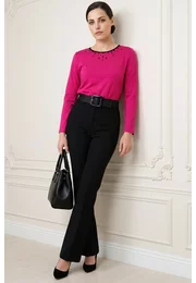 Bluza eleganta roz fucsia cu explozie de strasuri